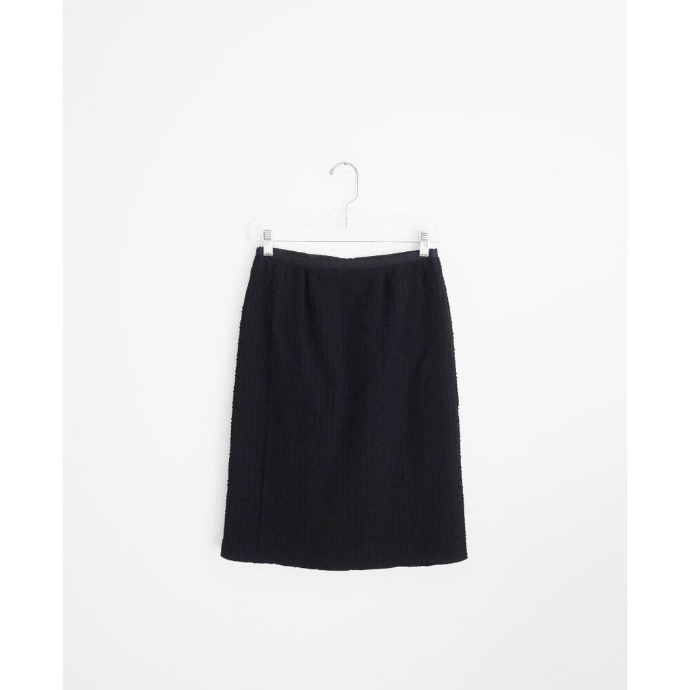 Vtg Y2K 10s Nina Ricci Black Textured Wool Skirt size IT 40 US 4